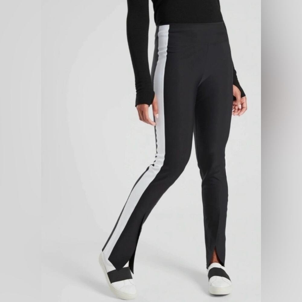 Athleta Interstellar Tights Black White Stripe Leggings
